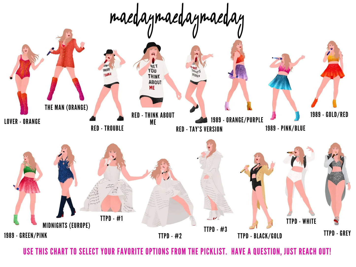 WHITE TTPD Inspired Eras Tour Outfit, Tortured Poets Department I Can Do It With a Broken Heart, TTPD Swiftie By the Eras Outfit Sticker maedaymaedaymaeday