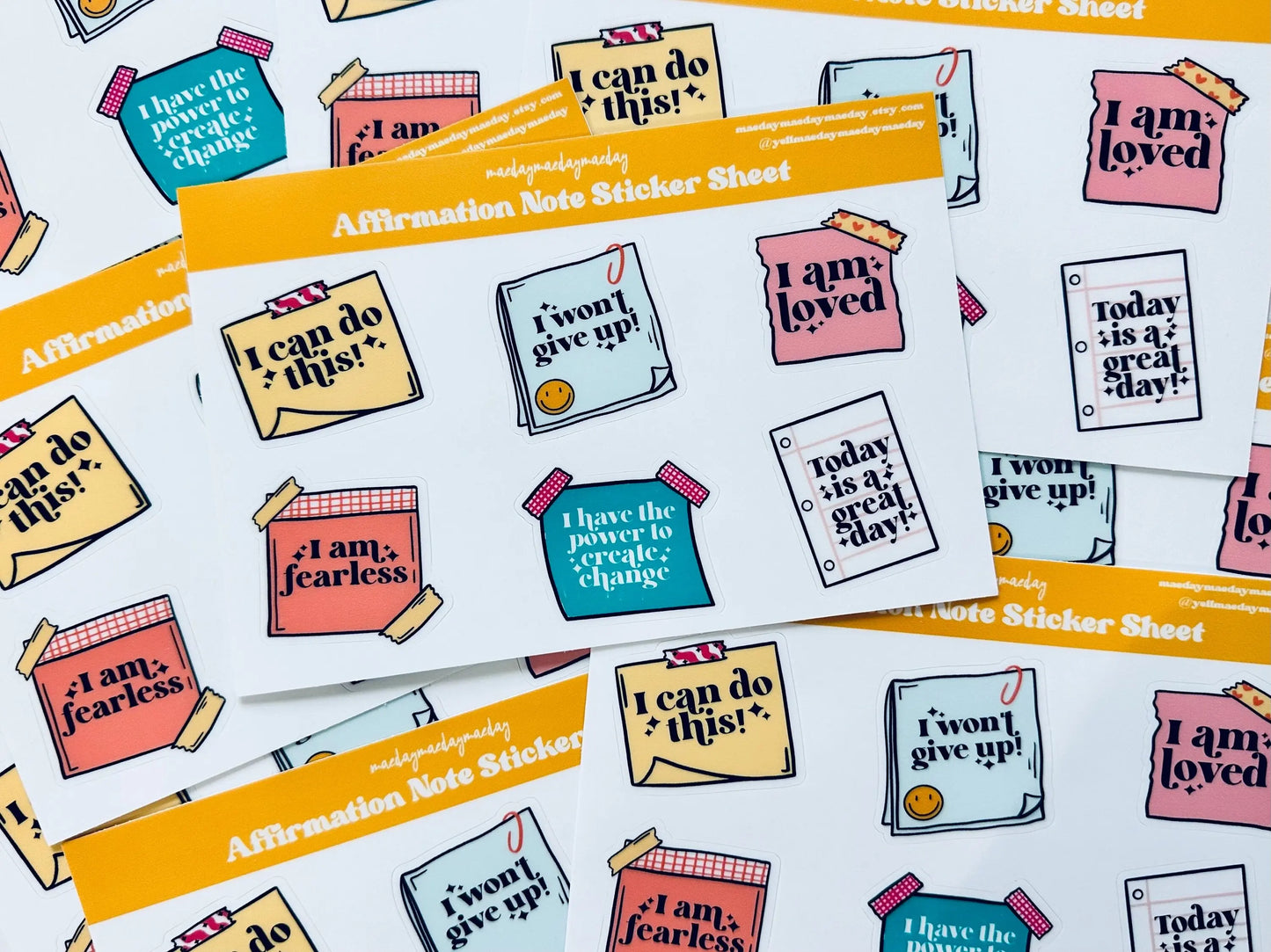 Waterproof Affirmation Note Sticker Sheet, Inspirational, Positive Message Stickers, Trendy Aesthetic, Planning, Journaling Sticker Sheet maedaymaedaymaeday