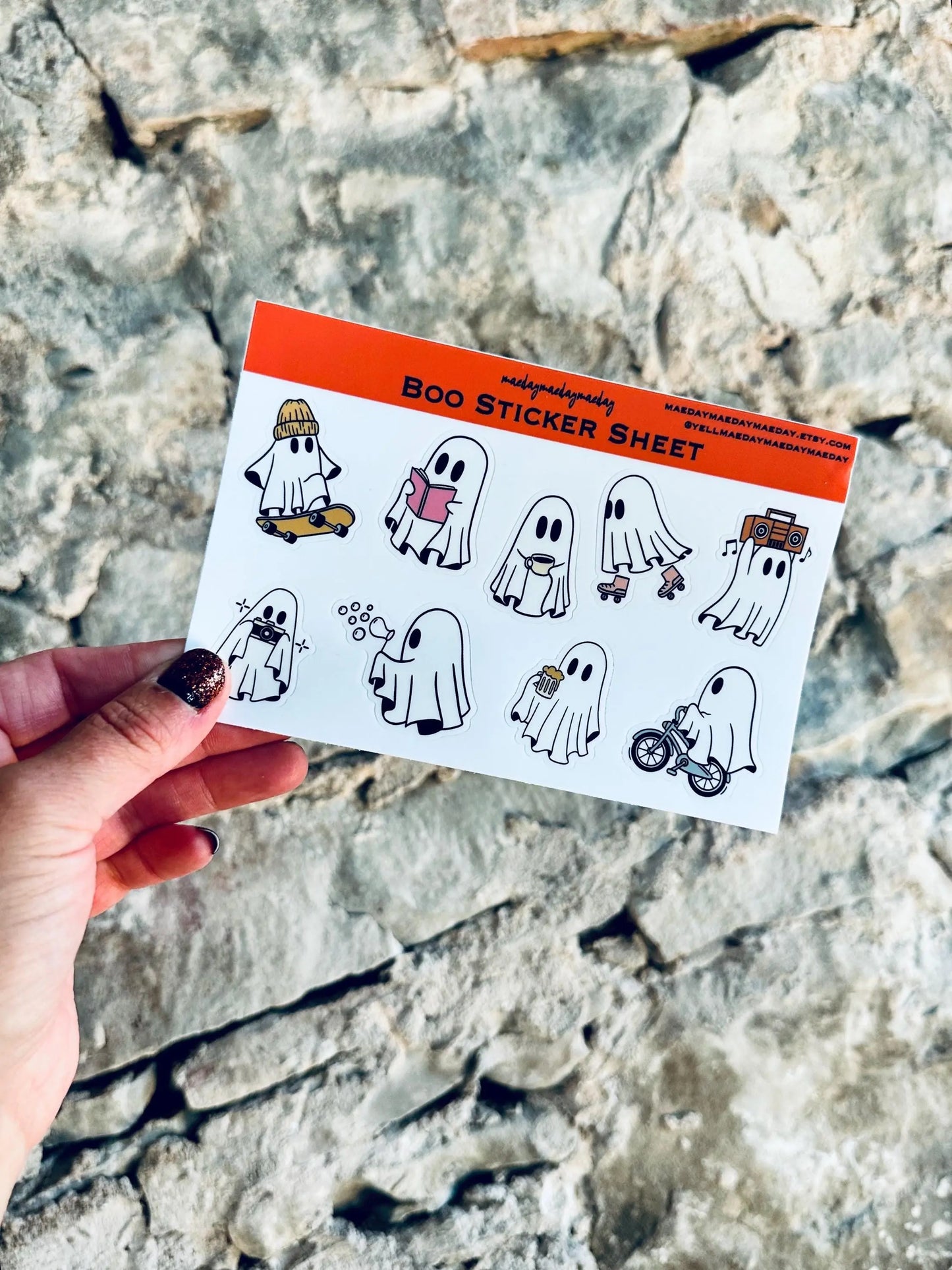 Waterproof Halloween Ghost, Everyday Ghost Stickers, Boo Spooky Ghost Sticker Sheet, Kindle, Planning & Journaling Stickers maedaymaedaymaeday