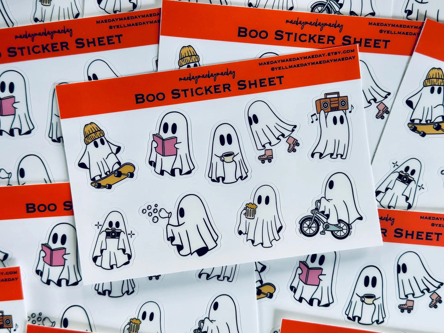 Waterproof Halloween Ghost, Everyday Ghost Stickers, Boo Spooky Ghost Sticker Sheet, Kindle, Planning & Journaling Stickers maedaymaedaymaeday