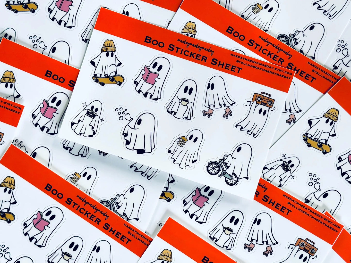 Waterproof Halloween Ghost, Everyday Ghost Stickers, Boo Spooky Ghost Sticker Sheet, Kindle, Planning & Journaling Stickers maedaymaedaymaeday