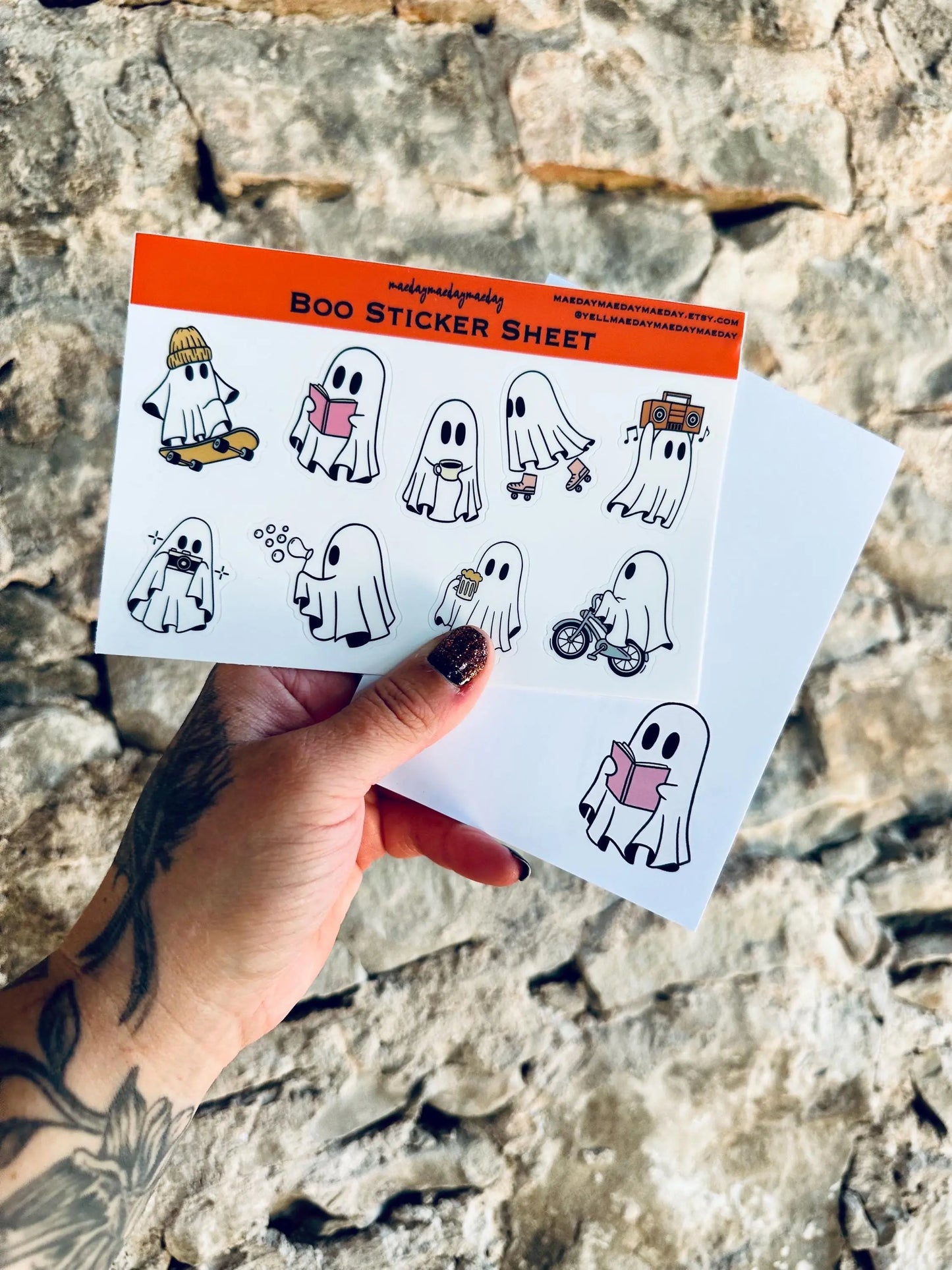 Waterproof Halloween Ghost, Everyday Ghost Stickers, Boo Spooky Ghost Sticker Sheet, Kindle, Planning & Journaling Stickers maedaymaedaymaeday