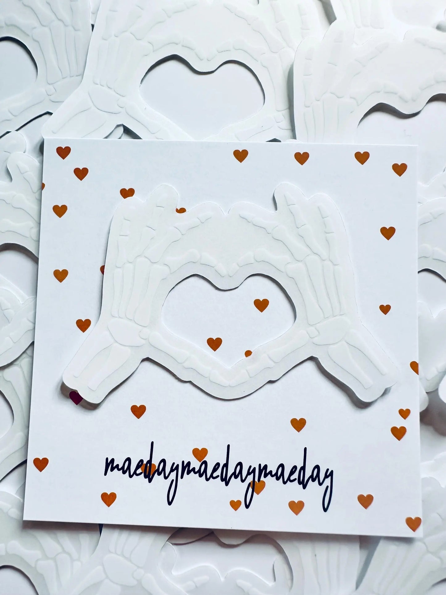 White Skeleton Hands Throwing a Heart Sticker, Bone Heart Hands Sticker, Halloween Sticker, Dead Inside Sticker Trendy Sticker for Kindle maedaymaedaymaeday
