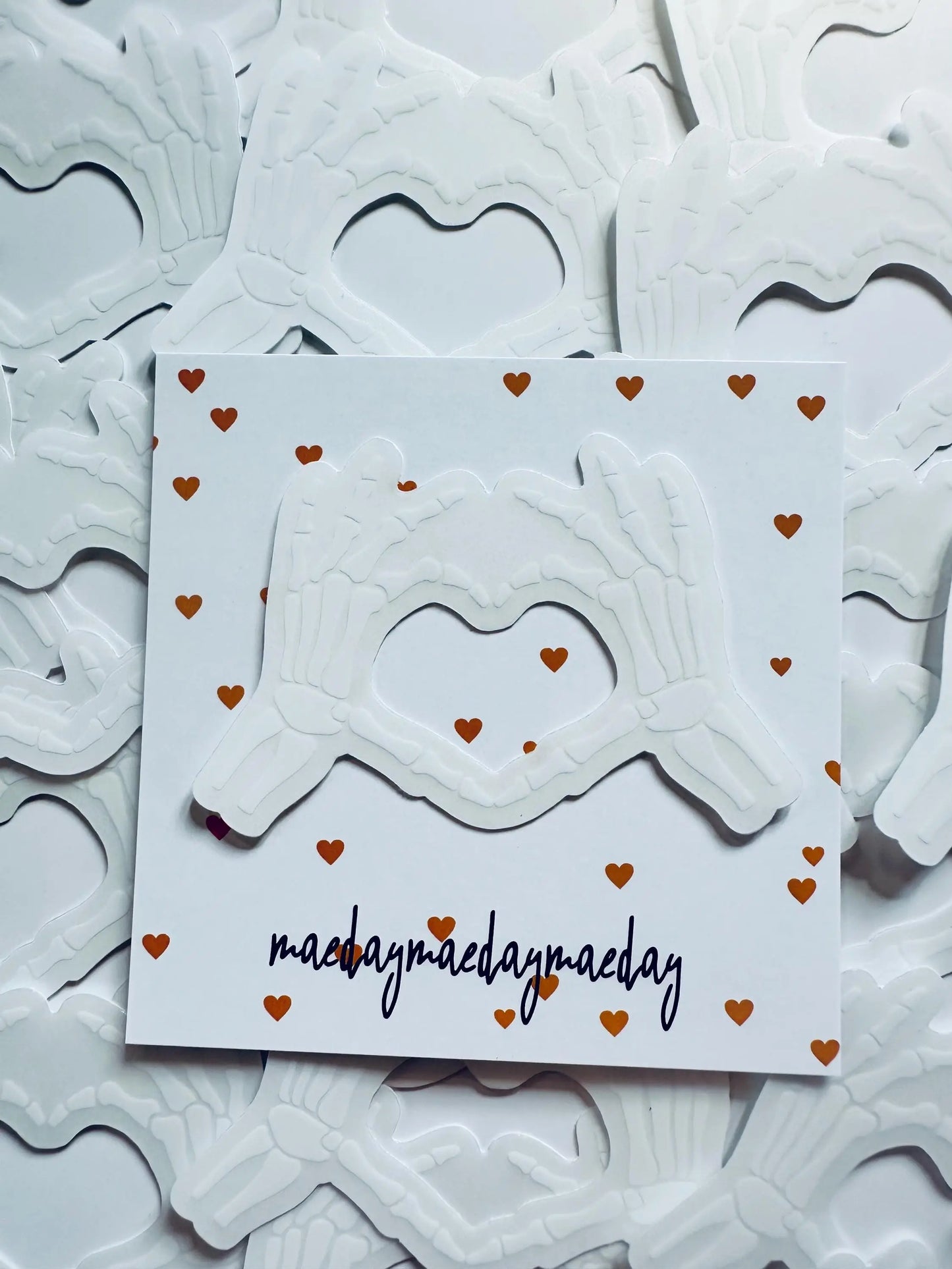White Skeleton Hands Throwing a Heart Sticker, Bone Heart Hands Sticker, Halloween Sticker, Dead Inside Sticker Trendy Sticker for Kindle maedaymaedaymaeday