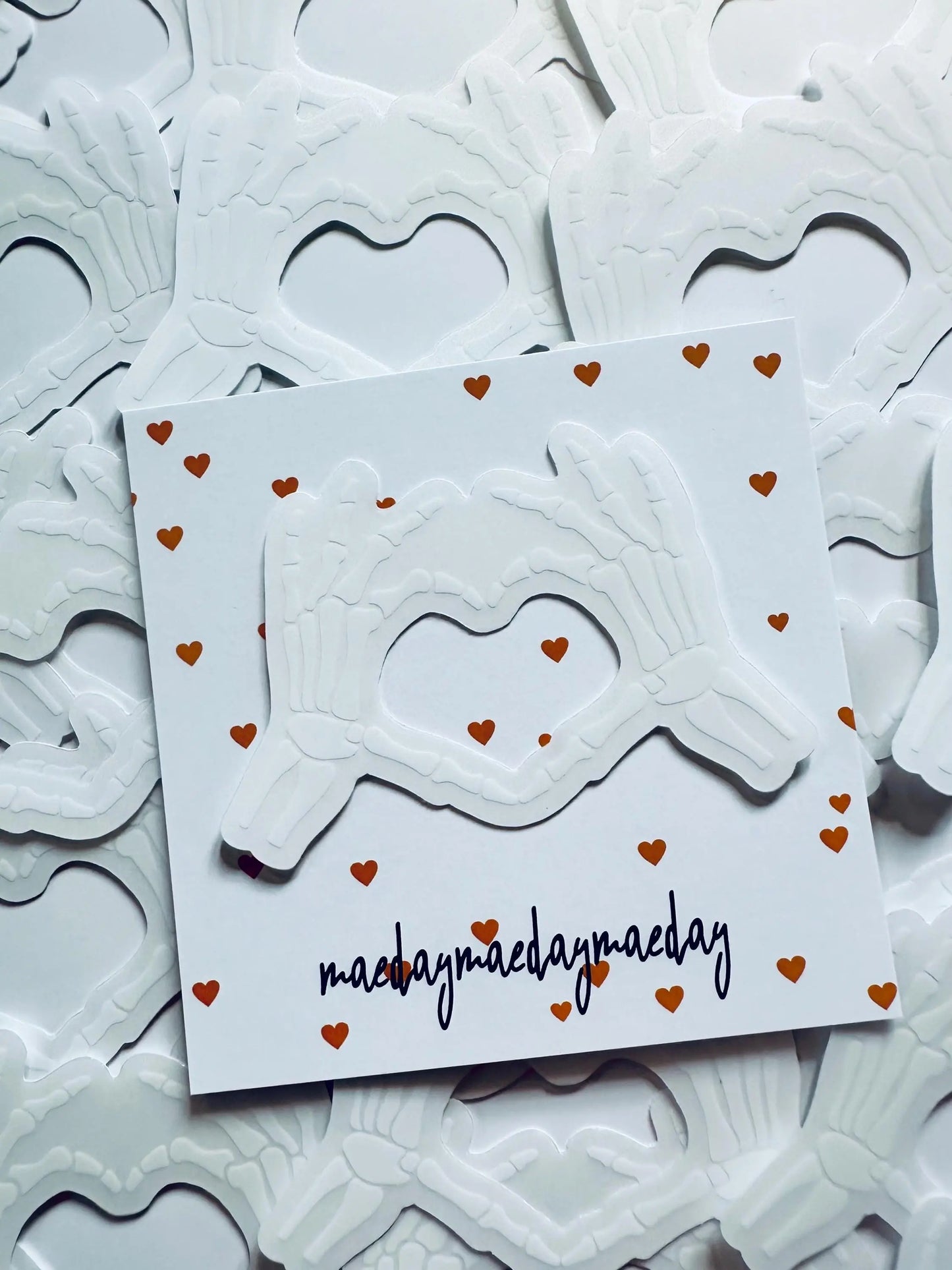 White Skeleton Hands Throwing a Heart Sticker, Bone Heart Hands Sticker, Halloween Sticker, Dead Inside Sticker Trendy Sticker for Kindle maedaymaedaymaeday
