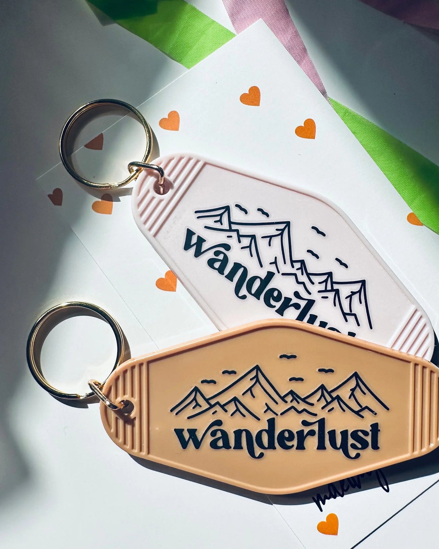 wanderlust keychain, vintage motel keychain maedaymaedaymaeday