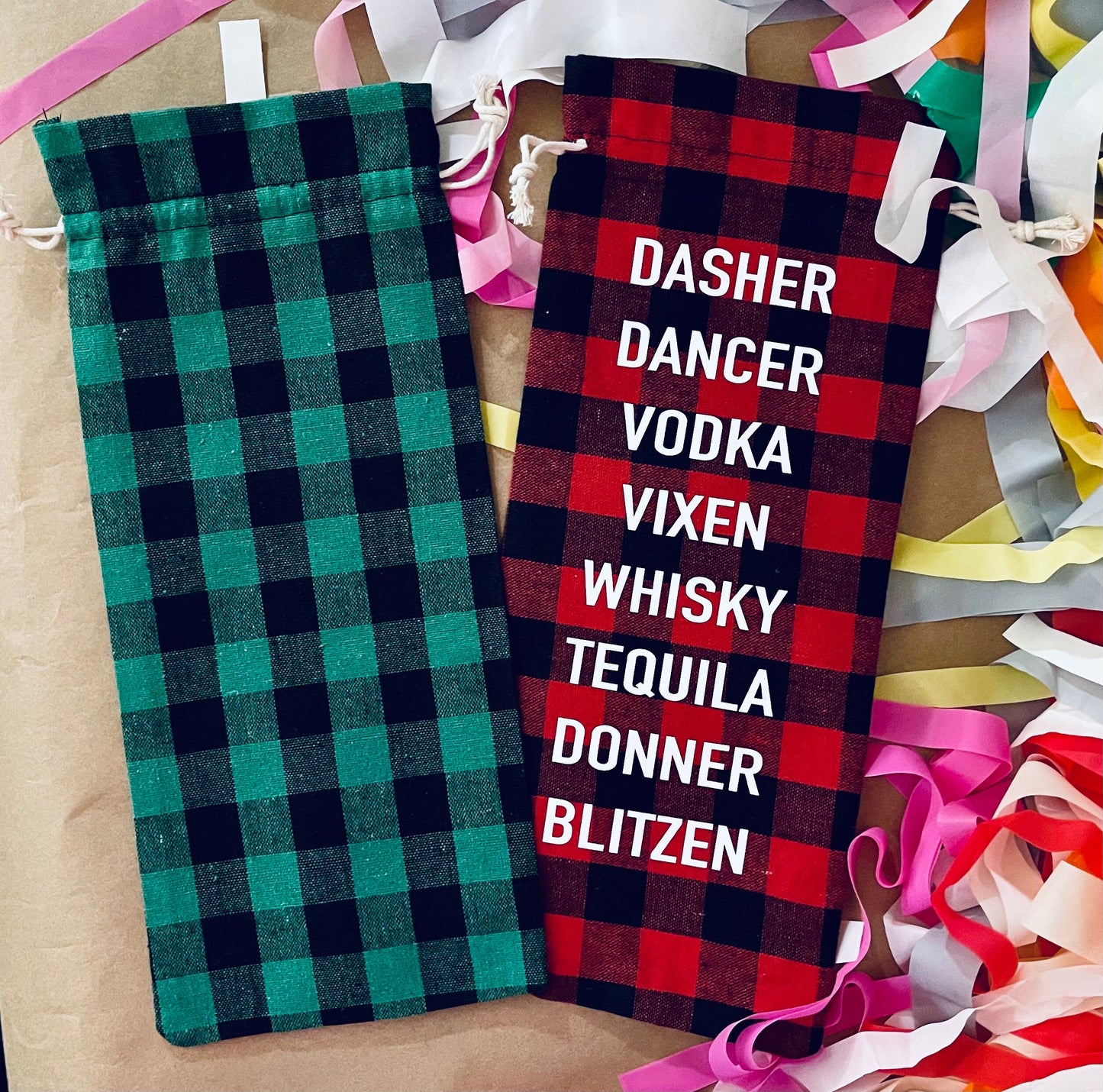 Buffalo Plaid Wine/Alcohol/Booze Gift Bag |Housewarming Gift|Christmas Gift|Holiday Gift| maedaymaedaymaeday