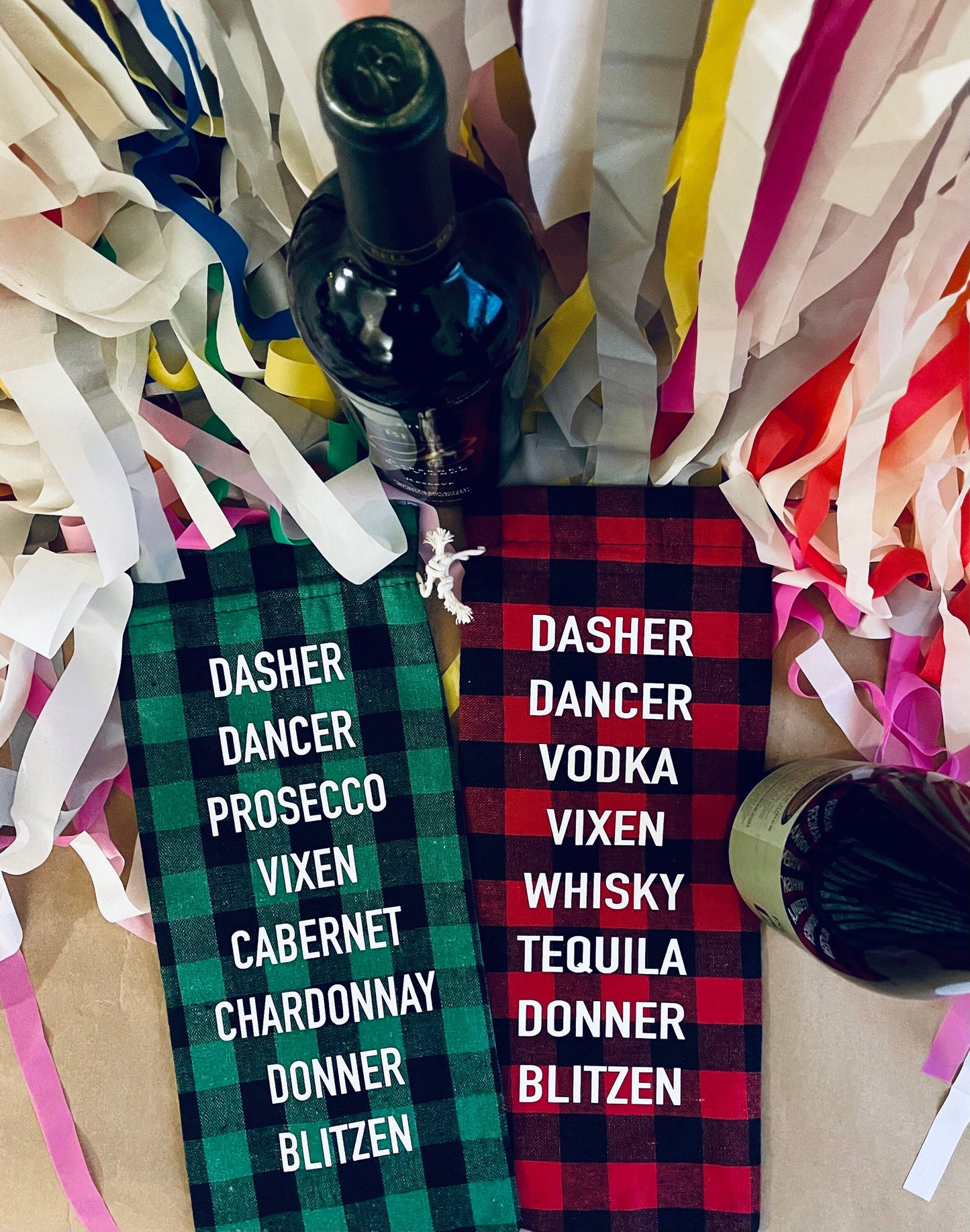 Buffalo Plaid Wine/Alcohol/Booze Gift Bag |Housewarming Gift|Christmas Gift|Holiday Gift| maedaymaedaymaeday