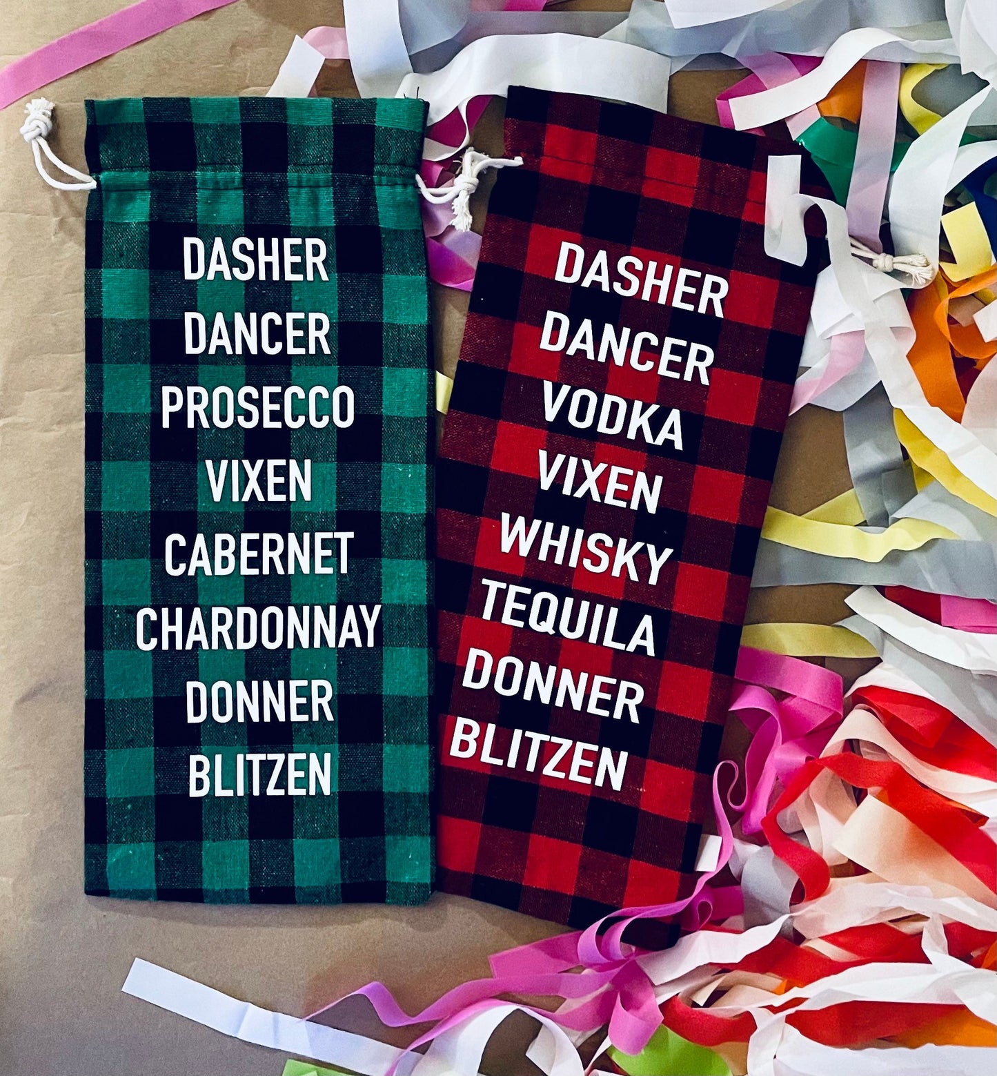 Buffalo Plaid Wine/Alcohol/Booze Gift Bag |Housewarming Gift|Christmas Gift|Holiday Gift| maedaymaedaymaeday