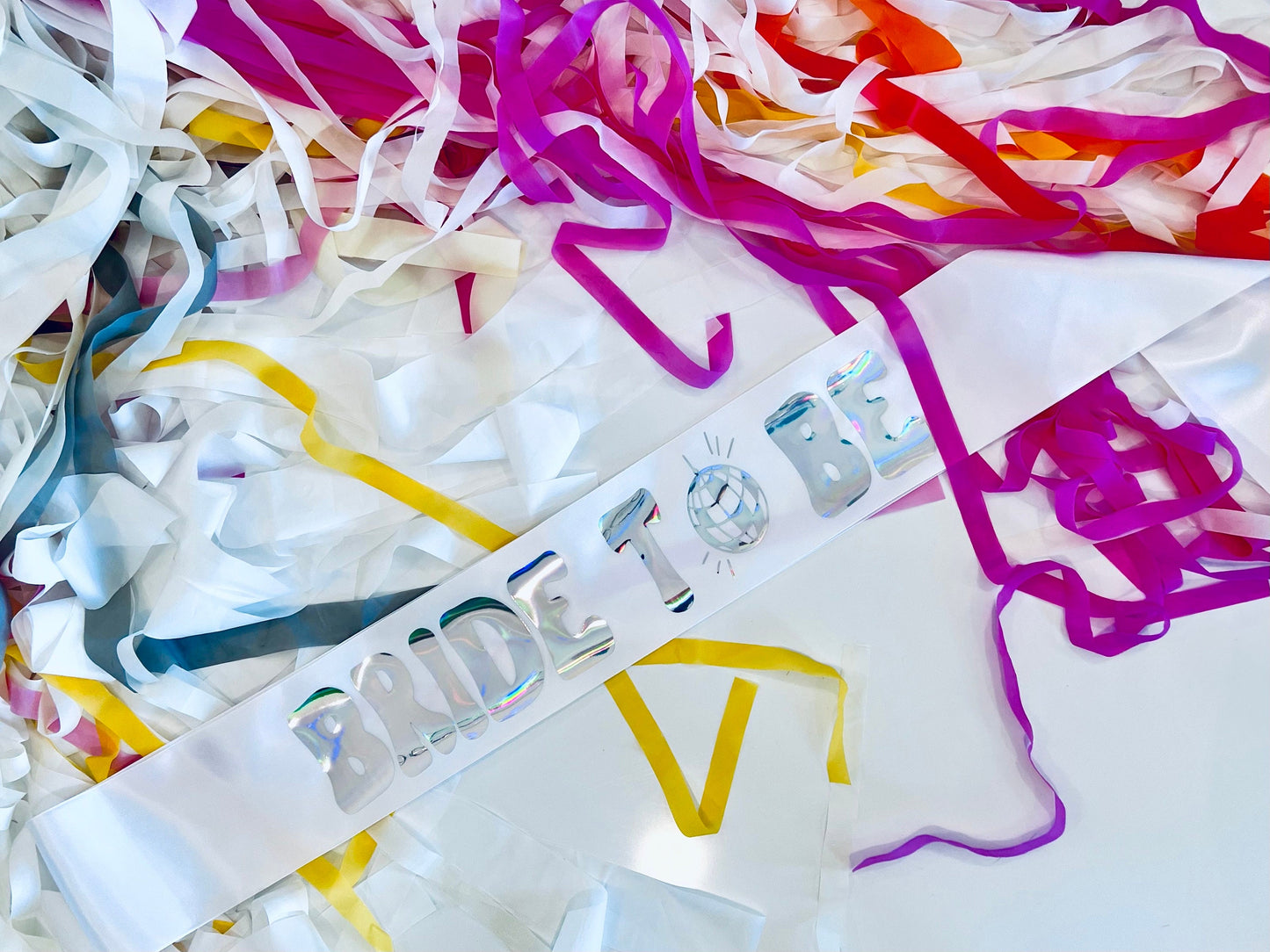 Holographic Silver, Retro Bride to Be Sash | Bachelorette Party | Gift for Bride | Bride-to-Be | Bridal Shower | Disco Party | Last Disco maedaymaedaymaeday