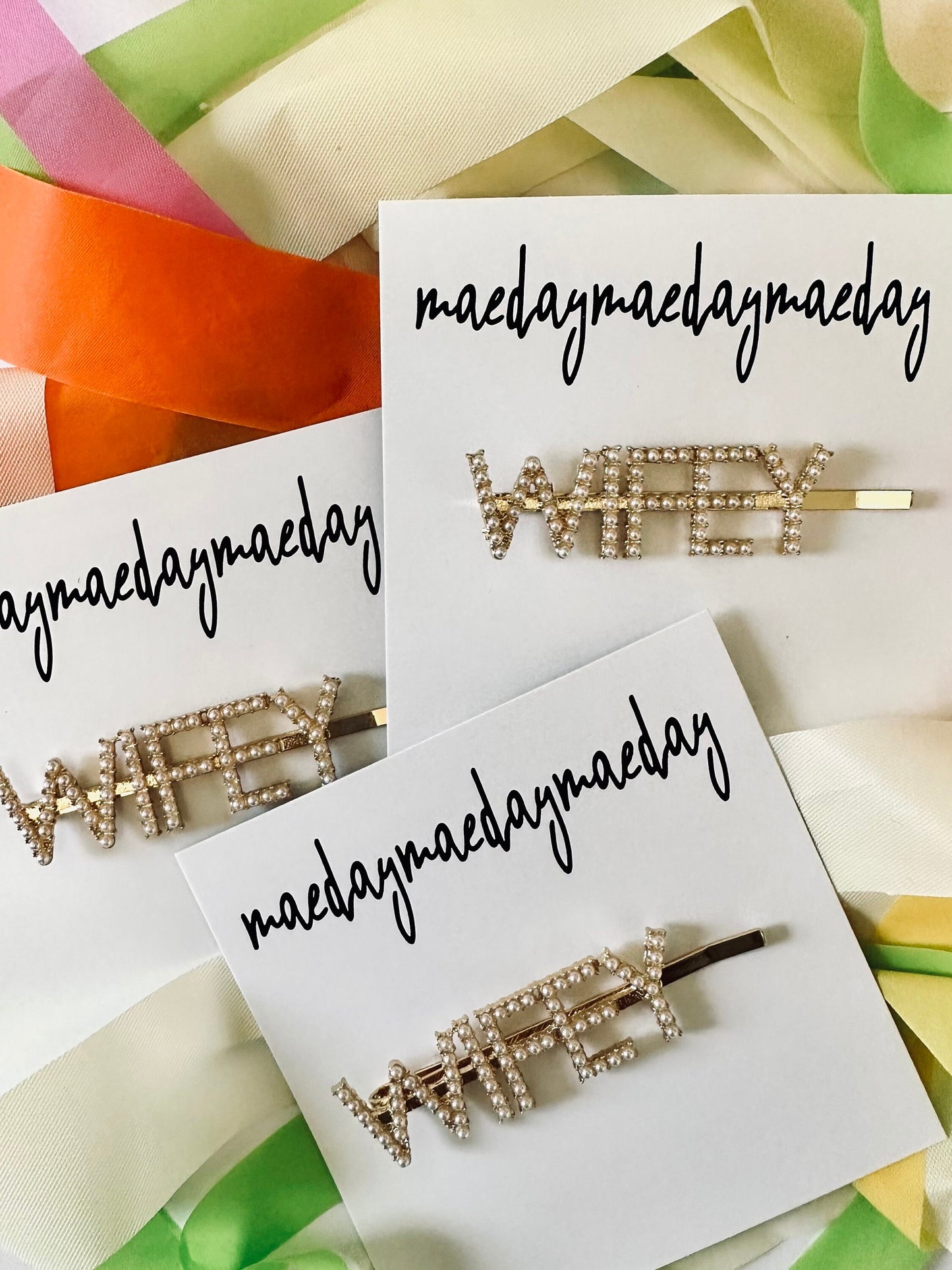 Pearl WIFEY Hair Barrette Pin, Bride Hair Accessories, Bride/Wifey Letter Hair Clip/Pin maedaymaedaymaeday