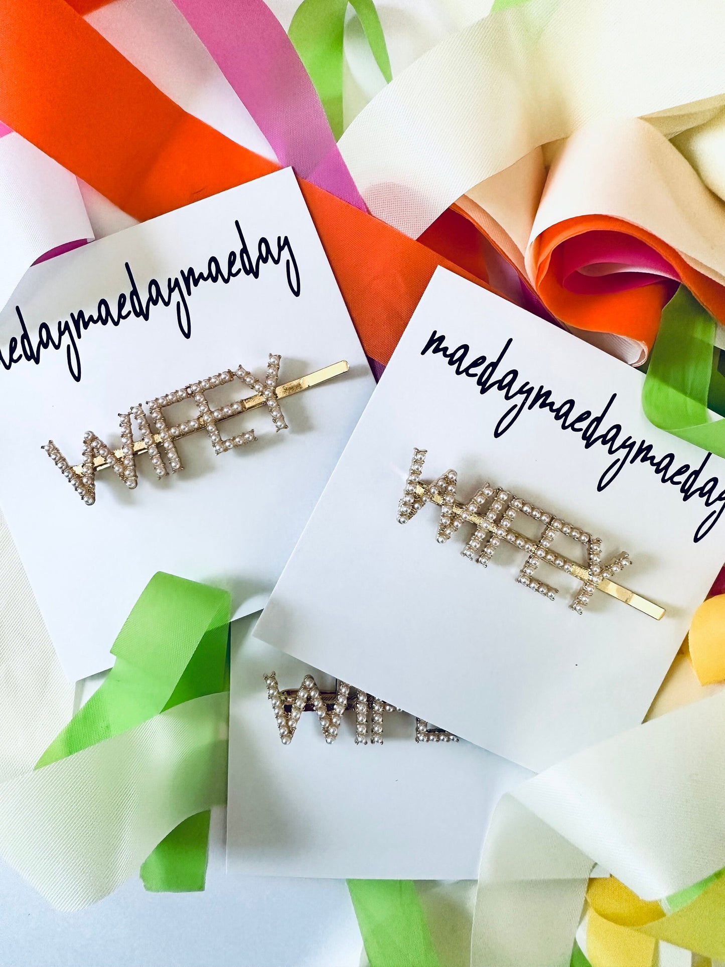 Pearl WIFEY Hair Barrette Pin, Bride Hair Accessories, Bride/Wifey Letter Hair Clip/Pin maedaymaedaymaeday