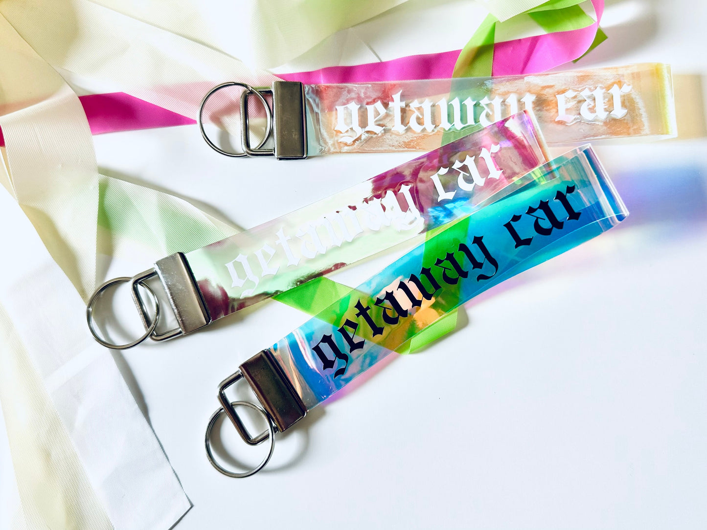 Getaway Car, Reputation Inspired Jelly Holographic Wristlet PVC Keychain, a Fashionable and Functional Accessory maedaymaedaymaeday