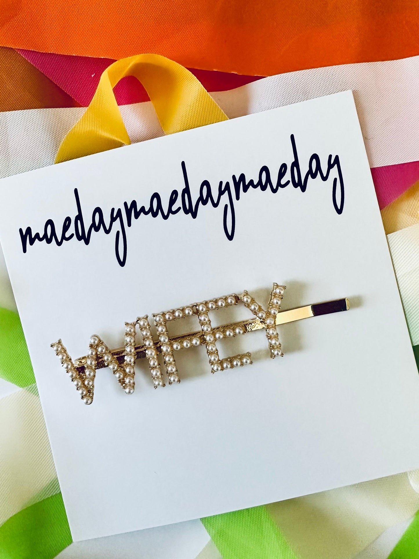Pearl WIFEY Hair Barrette Pin, Bride Hair Accessories, Bride/Wifey Letter Hair Clip/Pin maedaymaedaymaeday