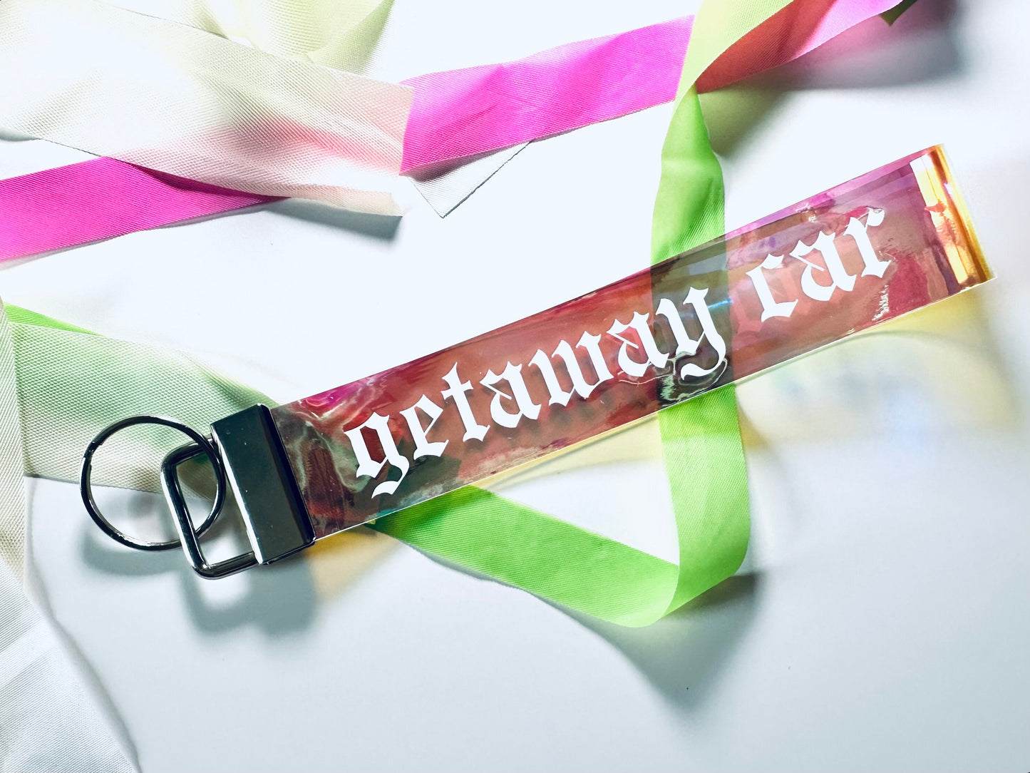 Getaway Car, Reputation Inspired Jelly Holographic Wristlet PVC Keychain, a Fashionable and Functional Accessory maedaymaedaymaeday
