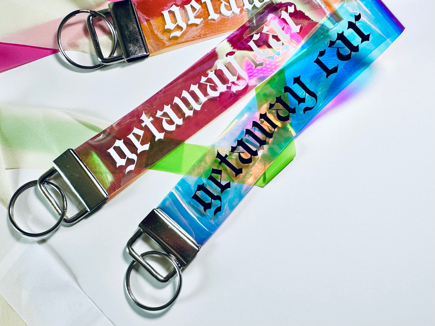 Getaway Car, Reputation Inspired Jelly Holographic Wristlet PVC Keychain, a Fashionable and Functional Accessory maedaymaedaymaeday