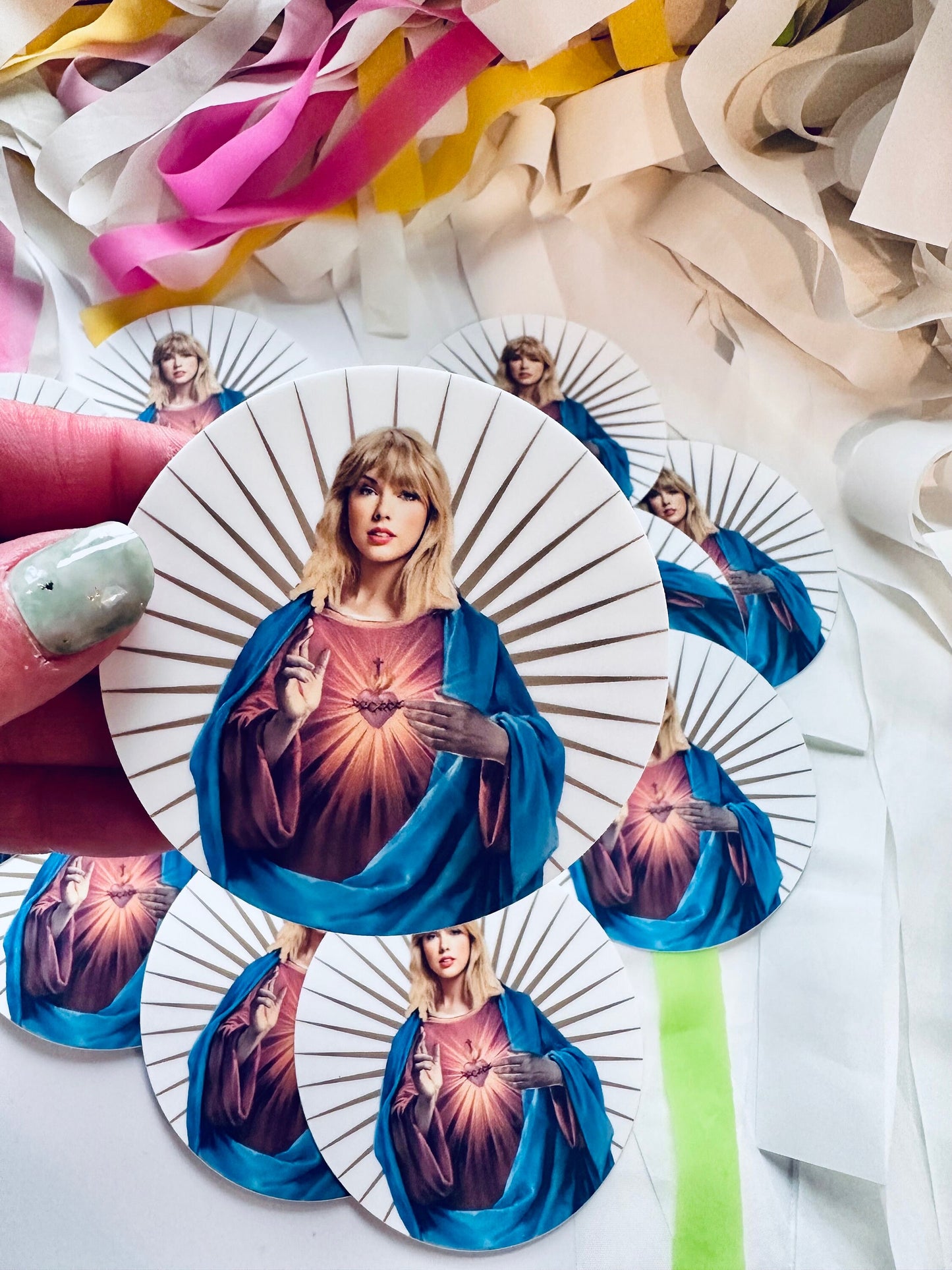 Swift Inspired Jesus Sticker, By the Eras Sticker, Holy Swift Eras Inspired Vinyl Sticker, 3" laptop sticker maedaymaedaymaeday