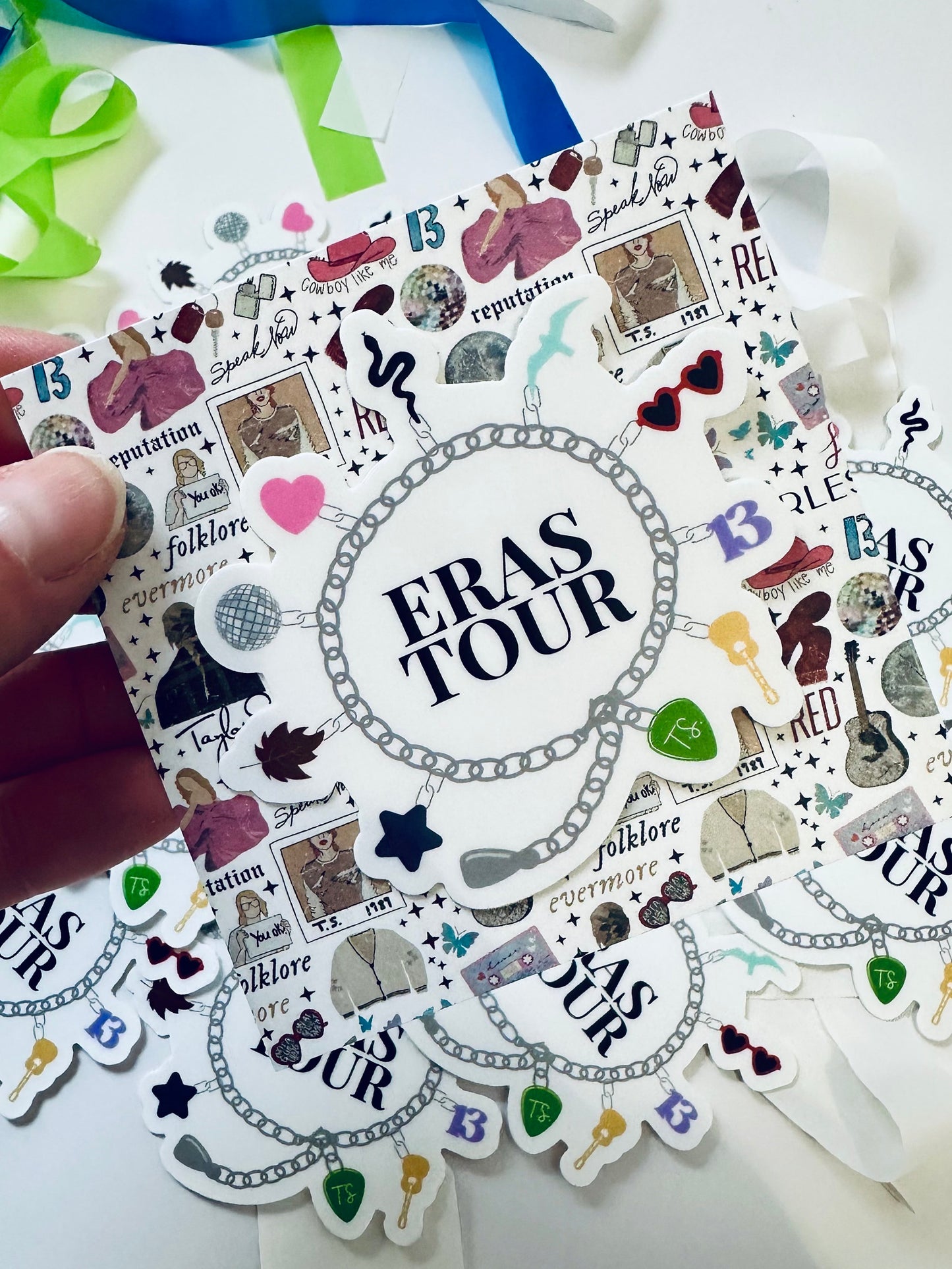 Swift Eras Inspired Friendship Bracelet, Eras Albums Friendship Bracelets, Eras Tour Inspired Sticker, Vinyl Sticker, 3" Laptop Sticker maedaymaedaymaeday