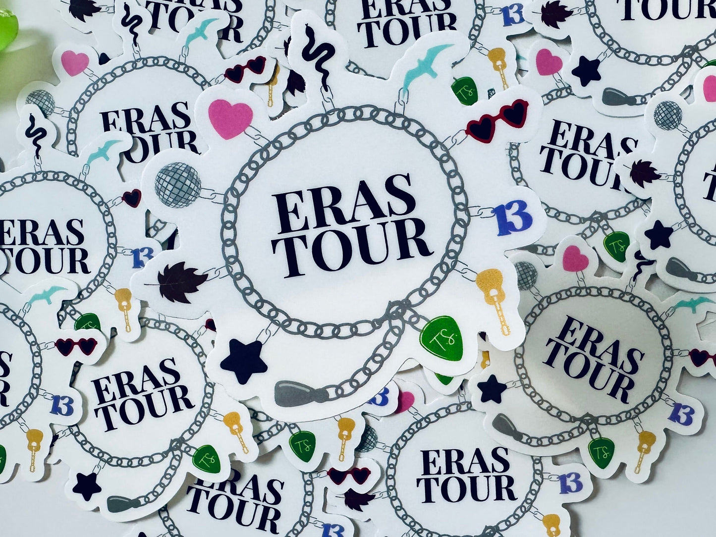 Swift Eras Inspired Friendship Bracelet, Eras Albums Friendship Bracelets, Eras Tour Inspired Sticker, Vinyl Sticker, 3" Laptop Sticker maedaymaedaymaeday