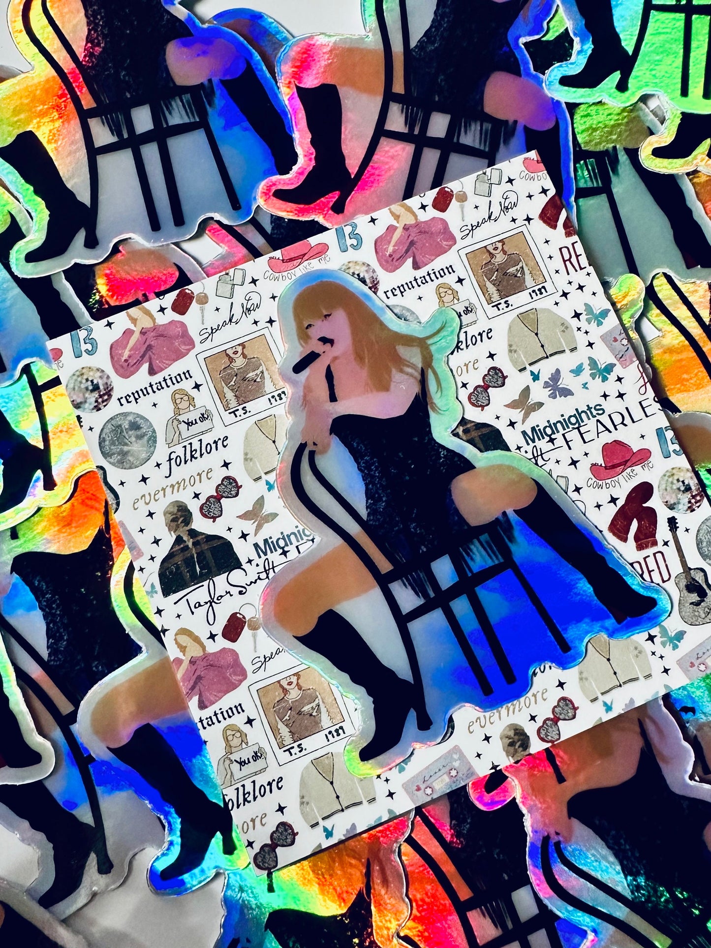 Holo Midnights Eras Outfit Sticker, Holographic Vigilante Shit Sticker, By the Eras Sticker, Taylors Eras Outfit Sticker, Swift Inspired maedaymaedaymaeday