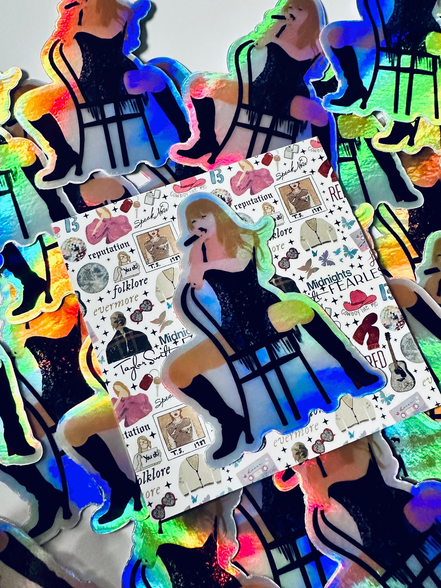 Holo Midnights Eras Outfit Sticker, Holographic Vigilante Shit Sticker, By the Eras Sticker, Taylors Eras Outfit Sticker, Swift Inspired maedaymaedaymaeday