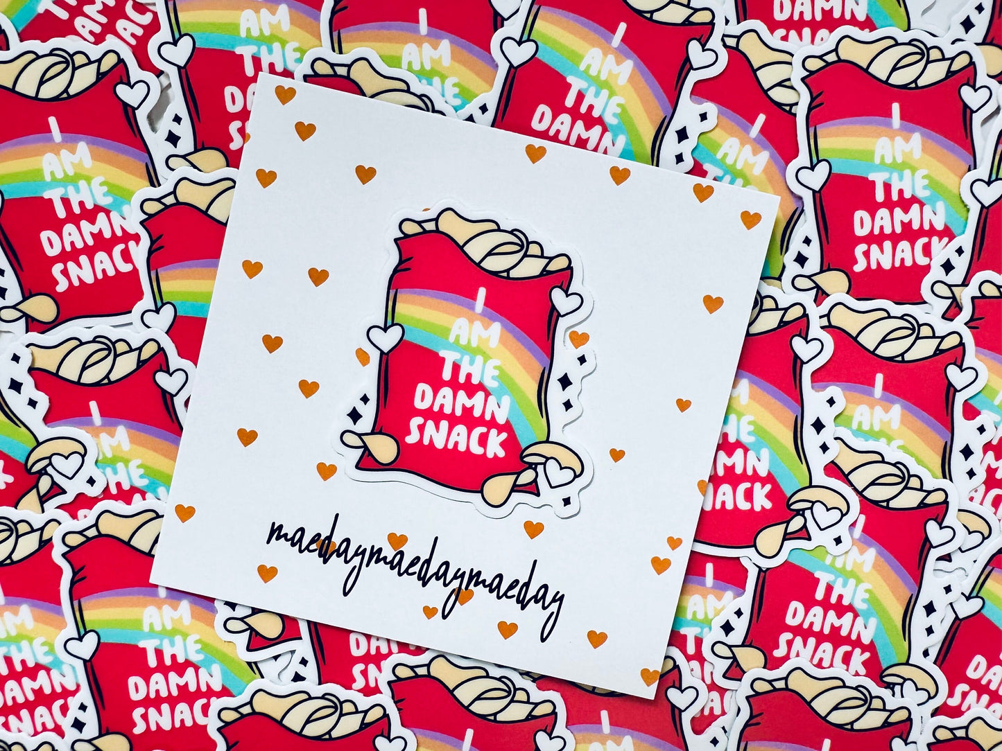 I am the Damn Snack Chip Sticker, Rainbow Chip Sticker maedaymaedaymaeday