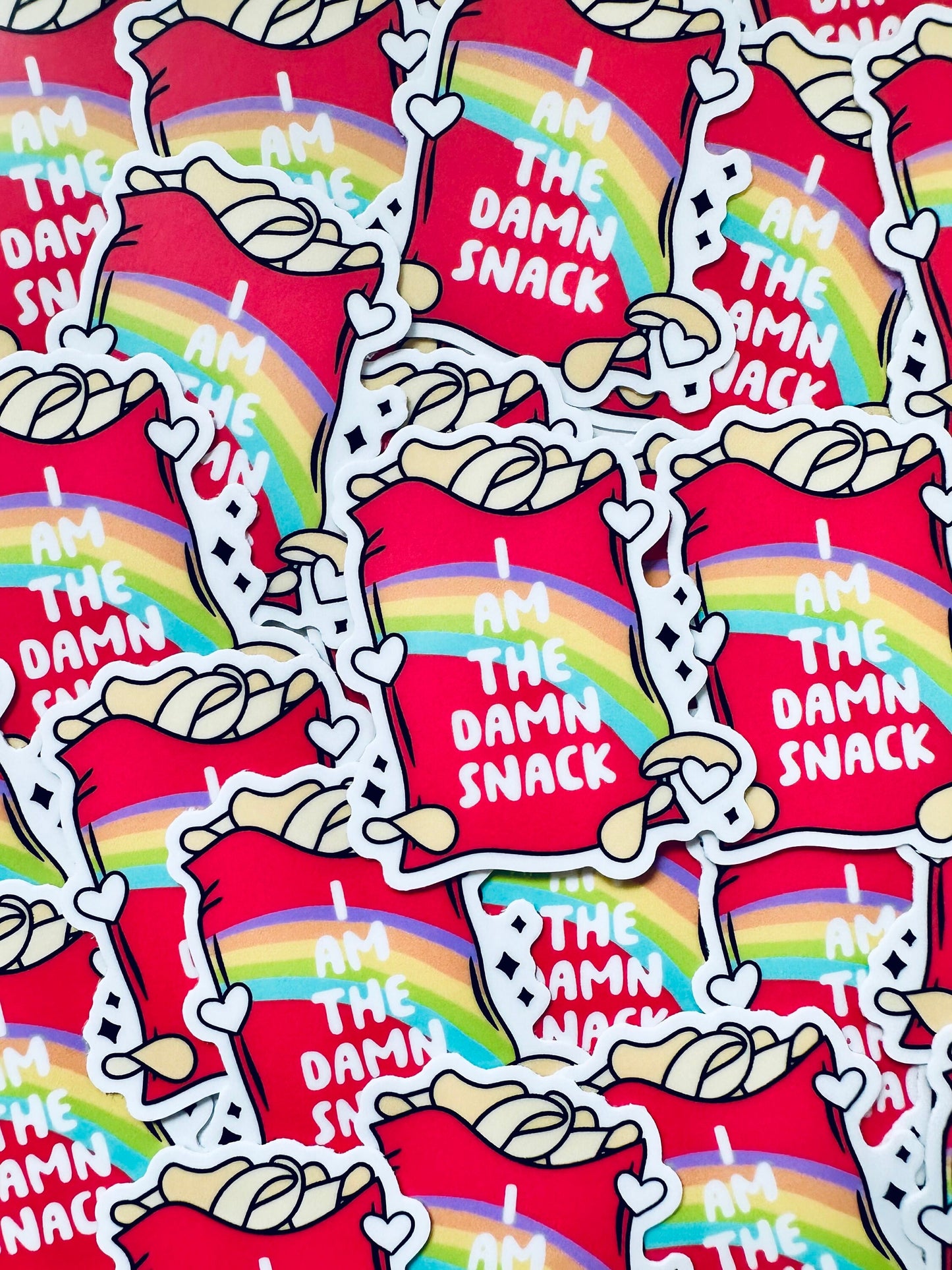 I am the Damn Snack Chip Sticker, Rainbow Chip Sticker maedaymaedaymaeday