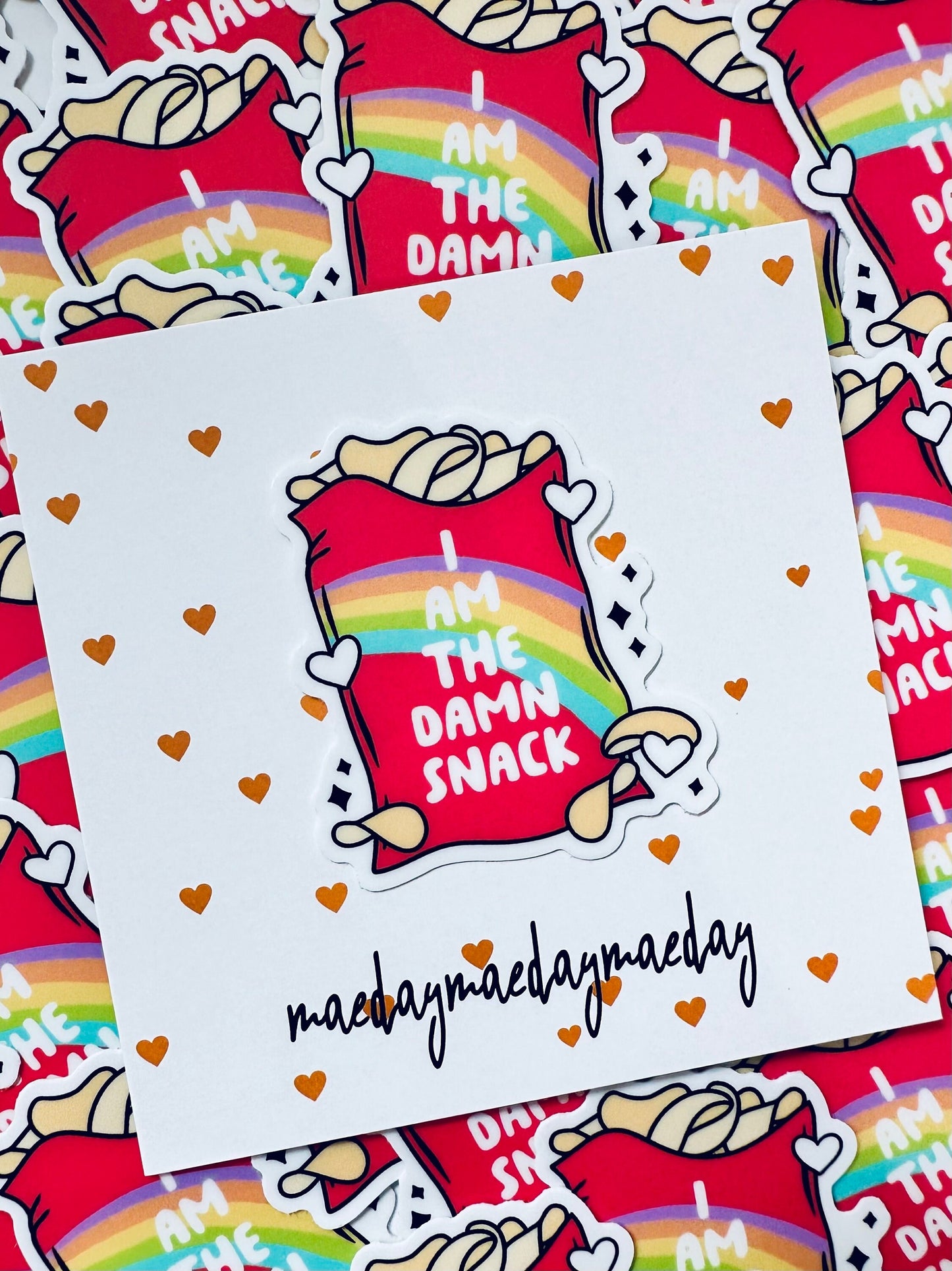 I am the Damn Snack Chip Sticker, Rainbow Chip Sticker maedaymaedaymaeday