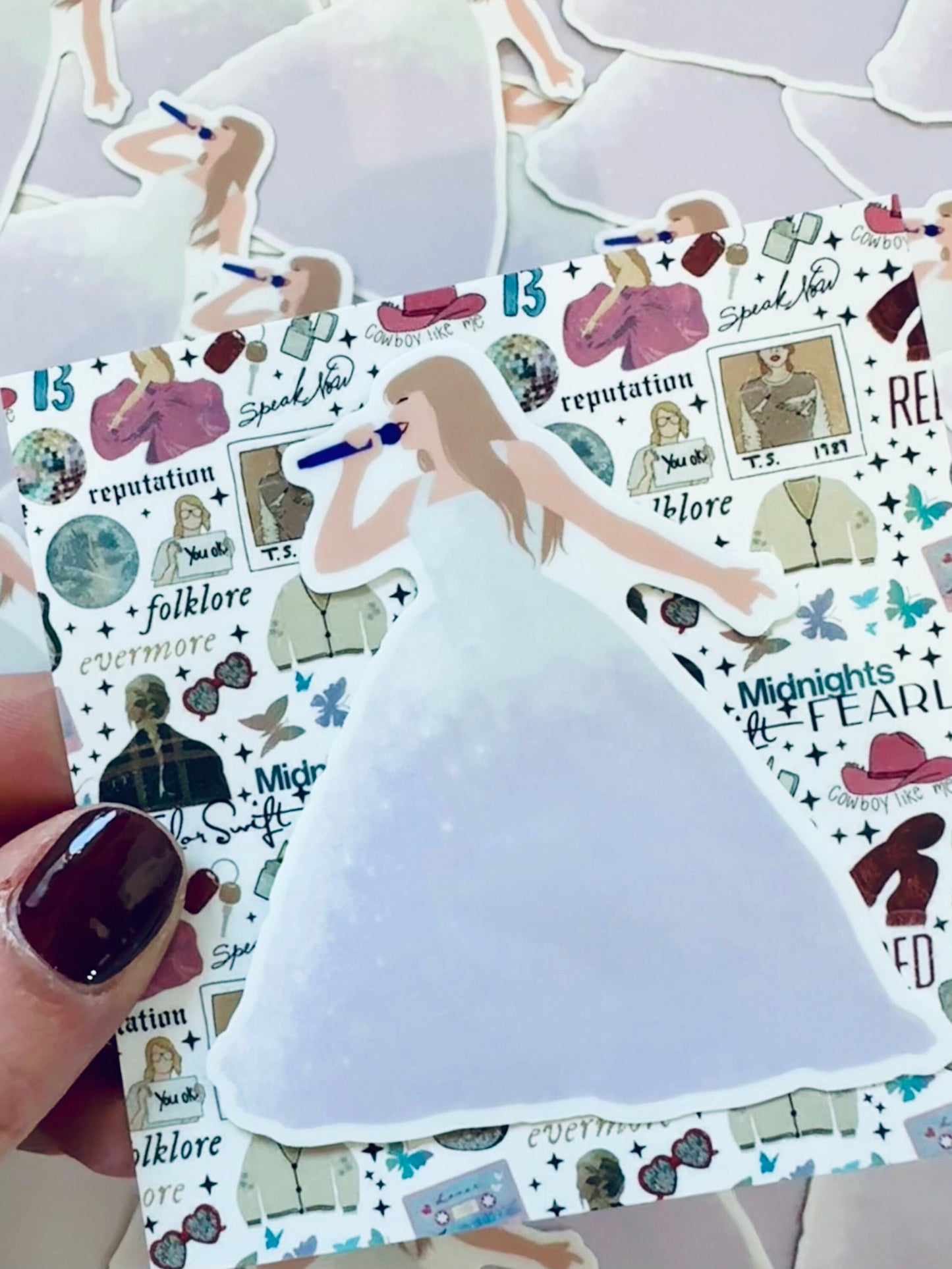 Ombre Pale Pink Speak Now Eras Ballgown, Enchanted Pink Tulle Eras Dress, By the Eras Outfit Sticker, Taylor Swift Inspired Vinyl Sticker, maedaymaedaymaeday