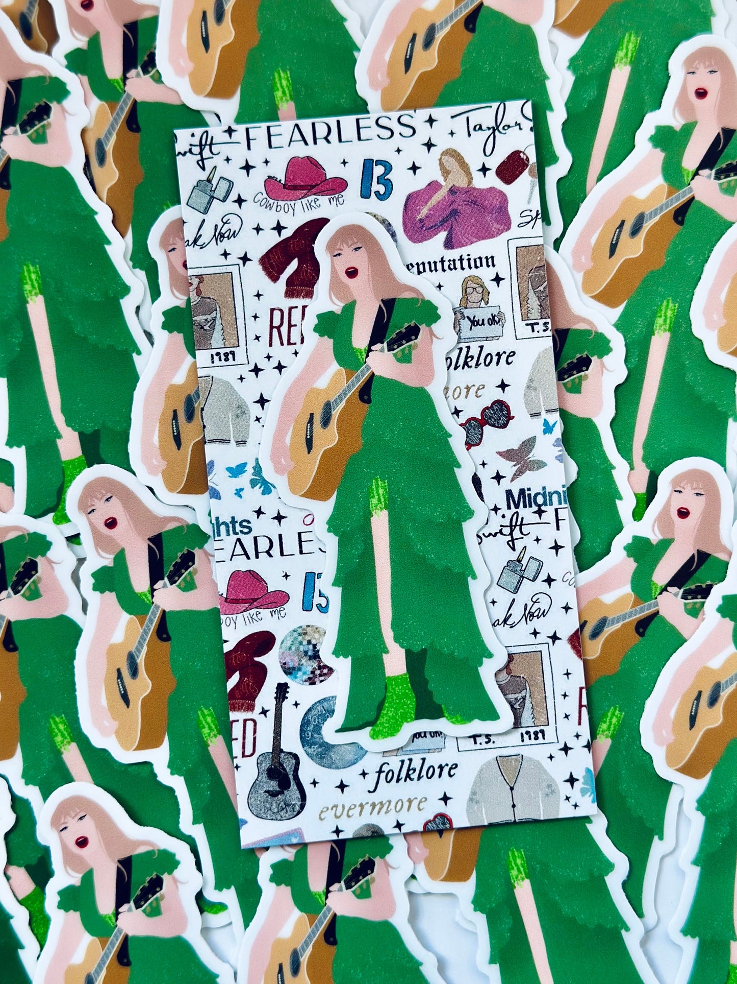 Green Eras Tour Surprise Acoustic Set Eras Outfit,Green Cap Sleeve Eras Dress,By the Eras Outfit Sticker,Taylor Eras Outfit Sticker, Swiftie maedaymaedaymaeday