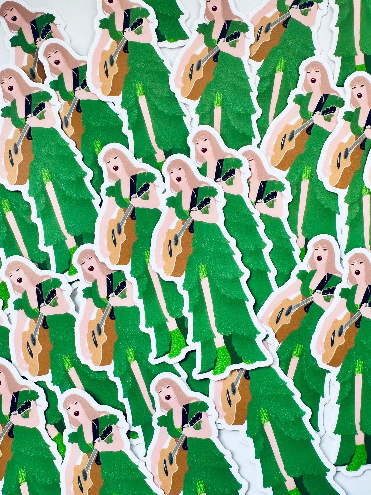 Green Eras Tour Surprise Acoustic Set Eras Outfit,Green Cap Sleeve Eras Dress,By the Eras Outfit Sticker,Taylor Eras Outfit Sticker, Swiftie maedaymaedaymaeday