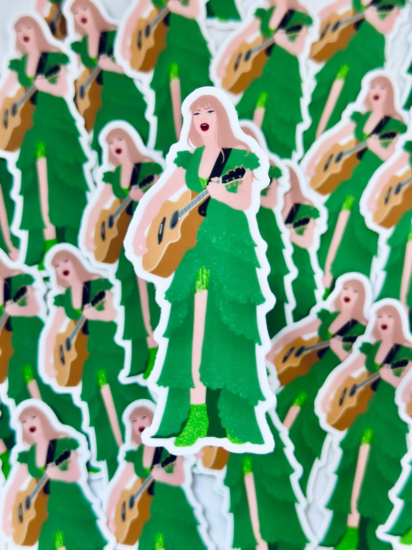 Green Eras Tour Surprise Acoustic Set Eras Outfit,Green Cap Sleeve Eras Dress,By the Eras Outfit Sticker,Taylor Eras Outfit Sticker, Swiftie maedaymaedaymaeday