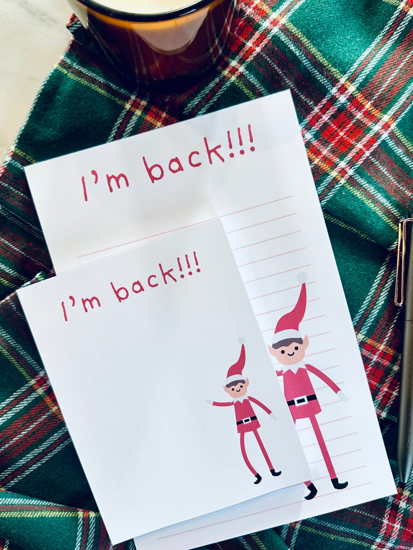 I'm Back! Notepad Half (5.5x8.5") & Quarter Page Notepad, Christmas Movie/Red Elf Themed Notepad maedaymaedaymaeday