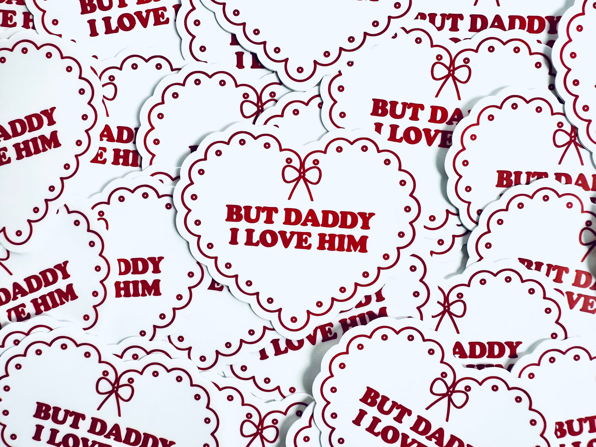 But Daddy I Love Him Corset White Heart Sticker, Tortured Poets Department, TTPD, Eras Weatherproof Sticker maedaymaedaymaeday