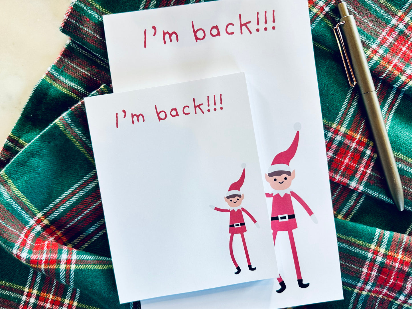 I'm Back! Notepad Half (5.5x8.5") & Quarter Page Notepad, Christmas Movie/Red Elf Themed Notepad maedaymaedaymaeday