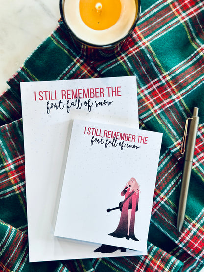 Christmas/Fall Pop Culture Queen Quarter Page Notepad, I Still Remember the First Fall of Snow, All Too Well Notepad, Red Era Merch Notepad maedaymaedaymaeday