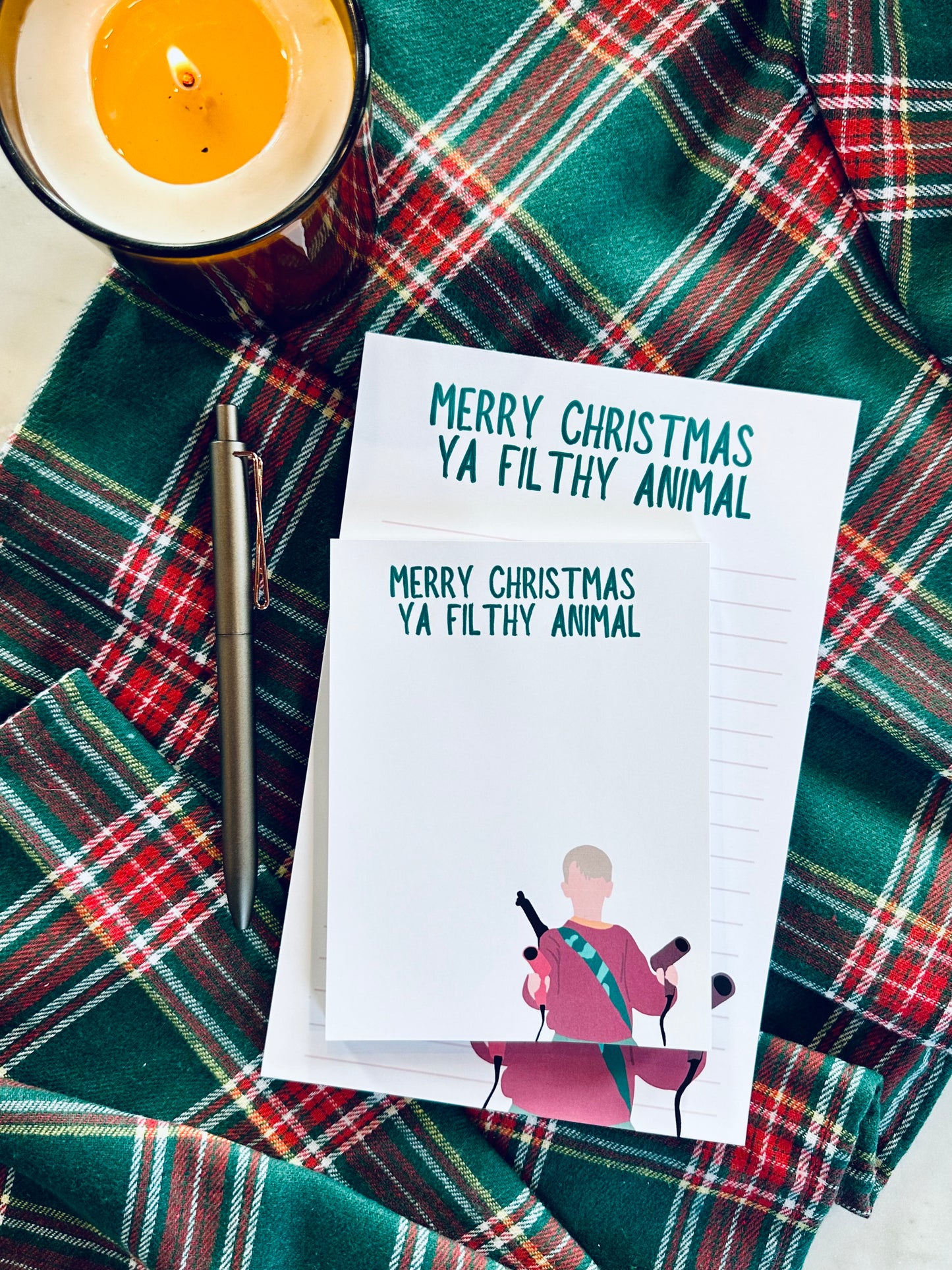 Merry Christmas Ya Filthy Animal Notepad Half (5.5x8.5") & Quarter Page Notepad, Christmas/Pop Culture Themed Notepad maedaymaedaymaeday