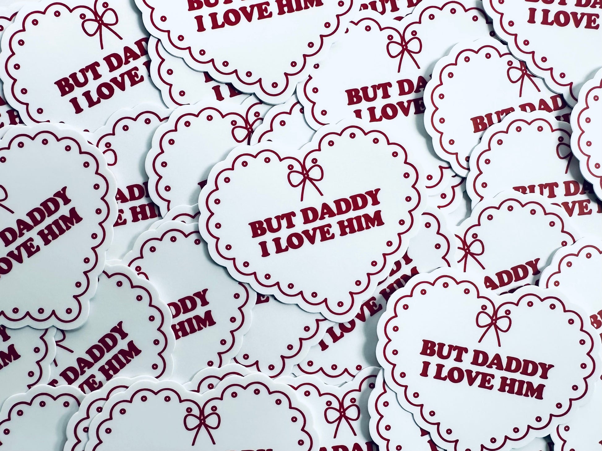 But Daddy I Love Him Corset White Heart Sticker, Tortured Poets Department, TTPD, Eras Weatherproof Sticker maedaymaedaymaeday