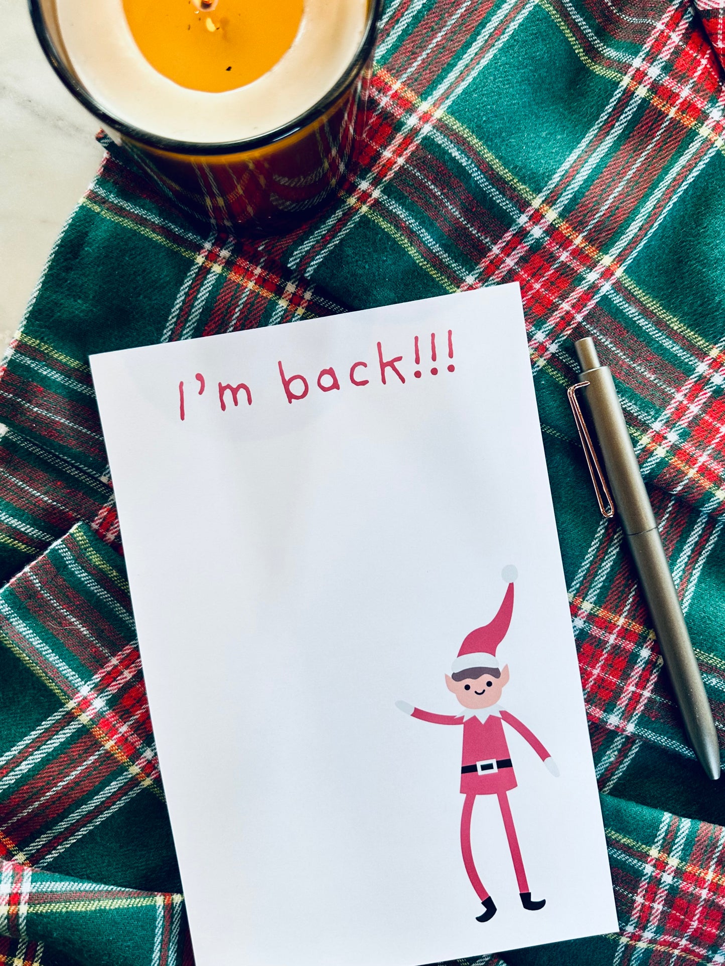 I'm Back! Notepad Half (5.5x8.5") & Quarter Page Notepad, Christmas Movie/Red Elf Themed Notepad maedaymaedaymaeday