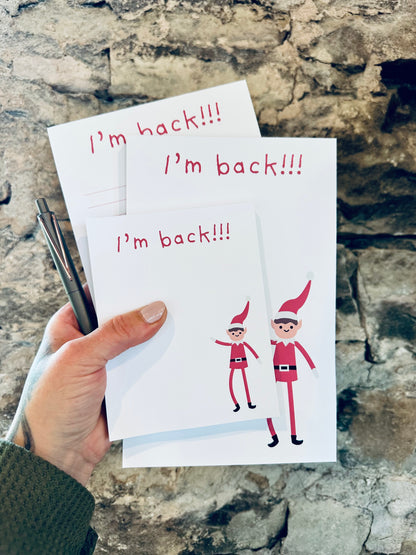 I'm Back! Notepad Half (5.5x8.5") & Quarter Page Notepad, Christmas Movie/Red Elf Themed Notepad maedaymaedaymaeday