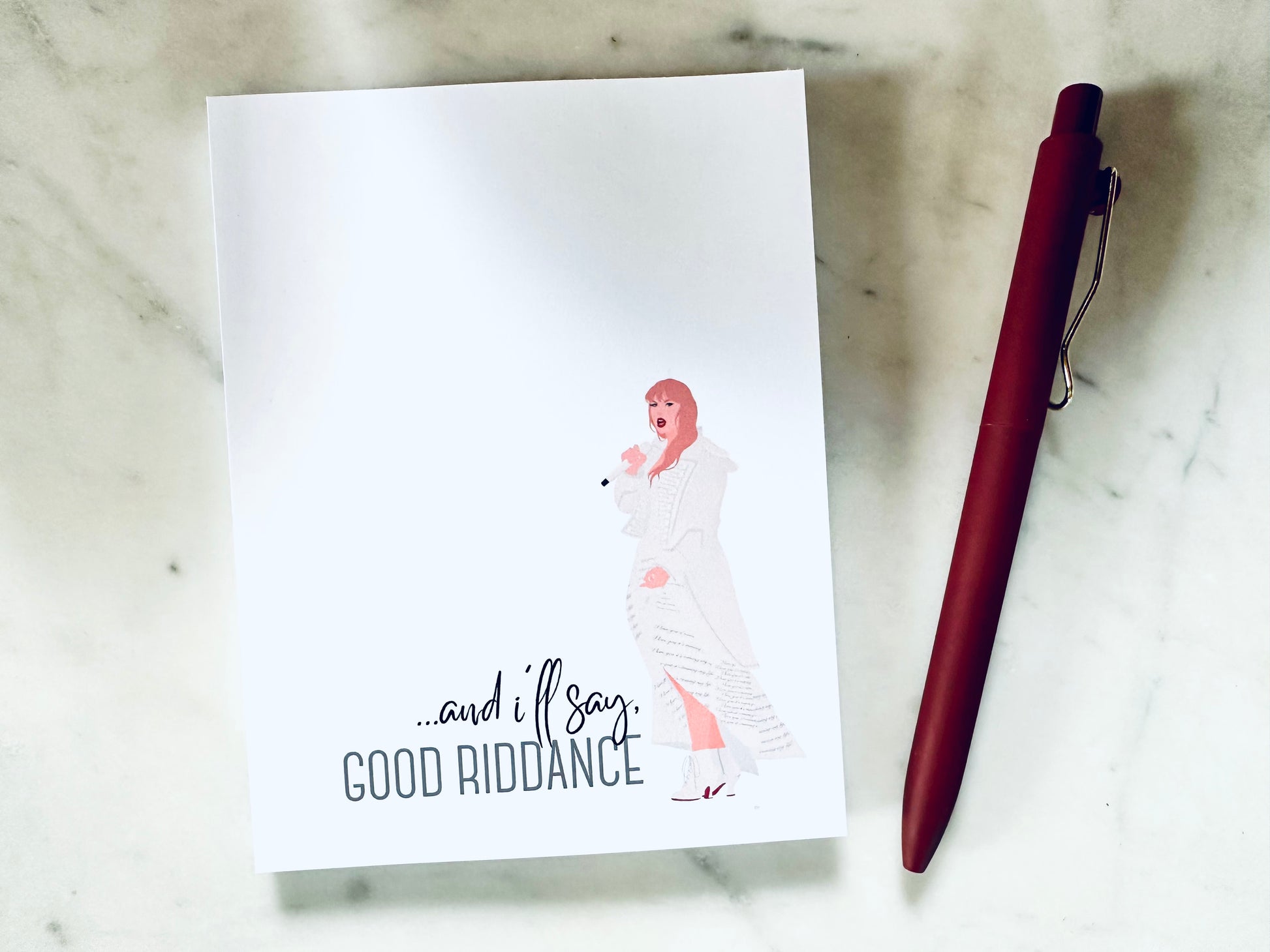 Good Riddance Half Page(5.5x8.5") & Quarter Page Pop Culture Queen Notepad, Tortured Poets, Smallest Man Who Ever Lived Notepad, TTPD, maedaymaedaymaeday