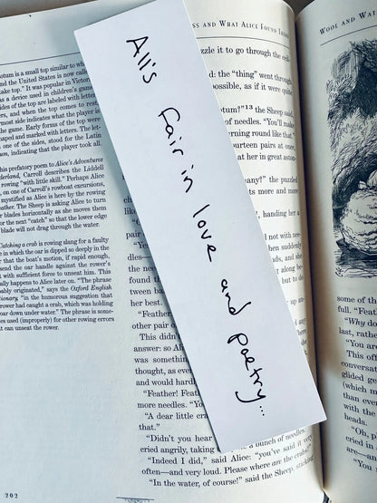 All's is Fair in Love and Poetry Bookmark, The Tortured Poets Department Inspired Bookmark, TTPD Bookmark maedaymaedaymaeday