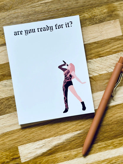 Pop Culture Queen Quarter Page Notepad, Reputation Merch, Are you Ready for It Notepad, In My Notepad Era, 5.5x4.25 50 Page Notepad