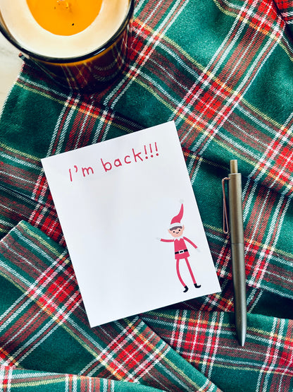 I'm Back! Notepad Half (5.5x8.5") & Quarter Page Notepad, Christmas Movie/Red Elf Themed Notepad maedaymaedaymaeday