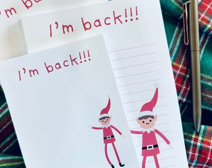 I'm Back! Notepad Half (5.5x8.5") & Quarter Page Notepad, Christmas Movie/Red Elf Themed Notepad maedaymaedaymaeday