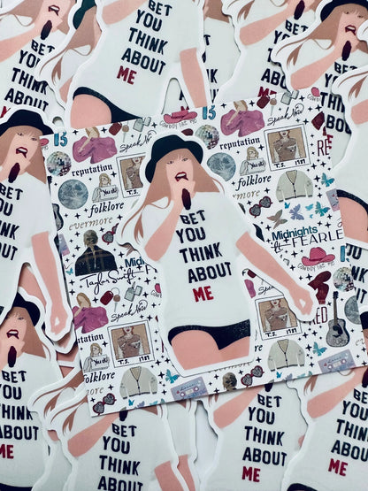 Bet you Think About Me Red Eras Outfit Sticker, Feeling 22, By the Eras Outfit Sticker, Eras Outfit Sticker, Swift Inspired Vinyl Sticker maedaymaedaymaeday