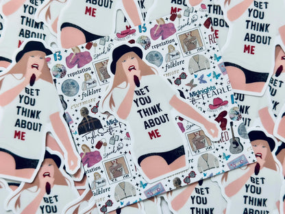 Bet you Think About Me Red Eras Outfit Sticker, Feeling 22, By the Eras Outfit Sticker, Eras Outfit Sticker, Swift Inspired Vinyl Sticker maedaymaedaymaeday