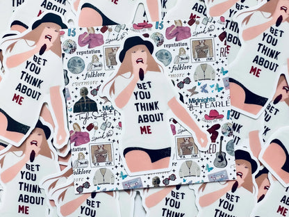 Bet you Think About Me Red Eras Outfit Sticker, Feeling 22, By the Eras Outfit Sticker, Eras Outfit Sticker, Swift Inspired Vinyl Sticker maedaymaedaymaeday