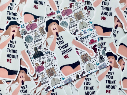 Bet you Think About Me Red Eras Outfit Sticker, Feeling 22, By the Eras Outfit Sticker, Eras Outfit Sticker, Swift Inspired Vinyl Sticker maedaymaedaymaeday