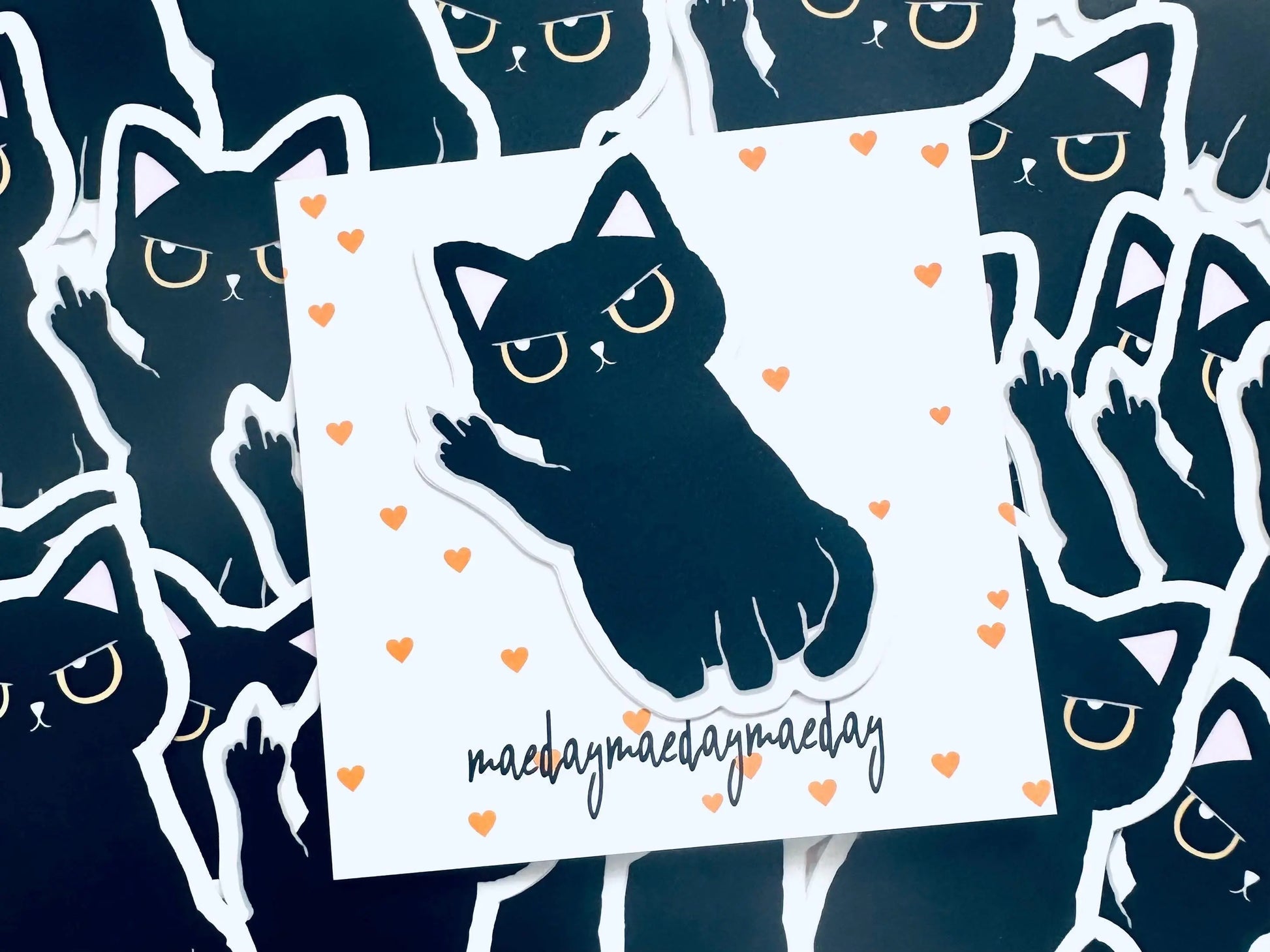 Black Cat Middle Finger Sticker, Sassy Black Void Sticker, Cat Lover Sticker, Trendy Sticker for Kindle, Laptop, F Off Cat Sticker maedaymaedaymaeday